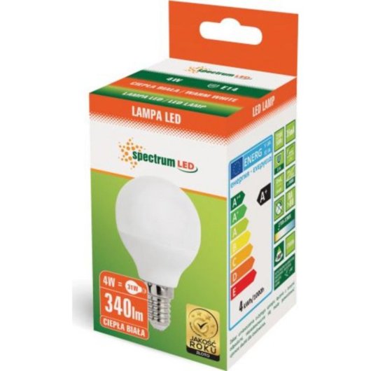 Bombilla LED Spectrum E14 4W 3000K G45 Clase E