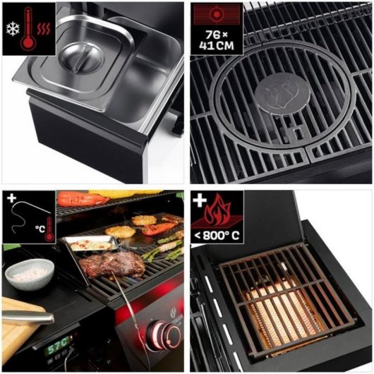 Barbacoa de Gas Landmann Cool Black 4.1 maxX 18.6 kW 76 cm x 41 cm Negra