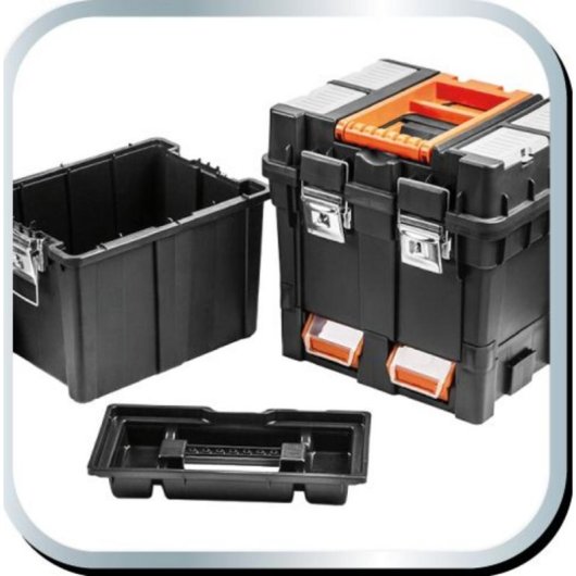 Caja de herramientas Neo 84-115 con ruedas 70x40x40 cm módular negra