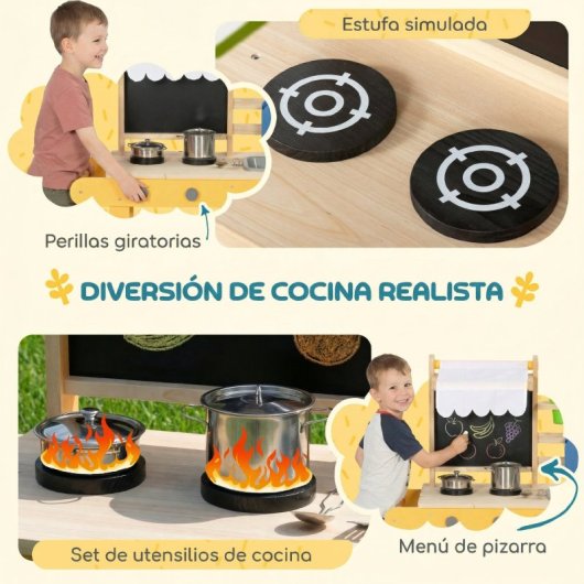 Aiyaplay Cocina De Juguete Exterior Con Ruedas Agua Real Fregadero Amarillo