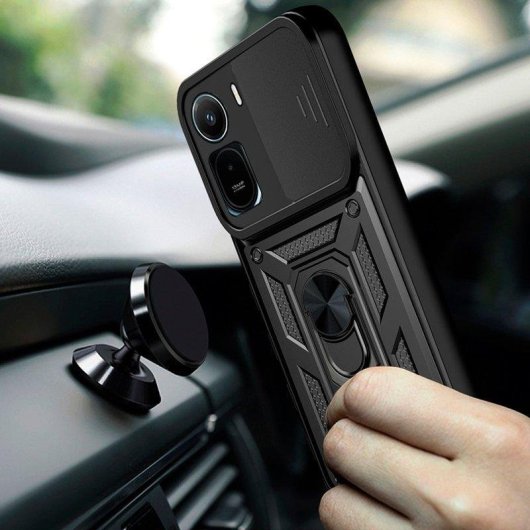 Funda para móvil Cool Carcasa COOL Hard Ring Semirígida Negra con Anillo y Soporte Magnético para Xiaomi REDMI A7 Pro