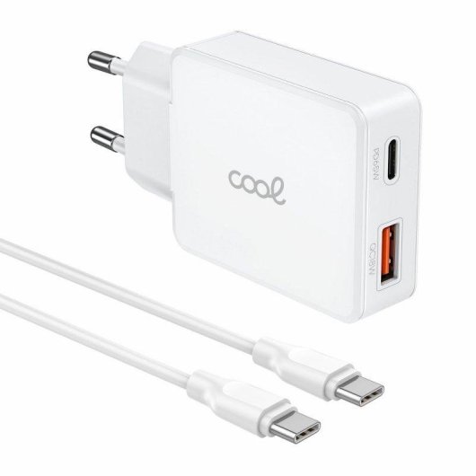 Cargador Red Cool Ultra Fast PD Tipo-C + USB GaN 65W Blanco