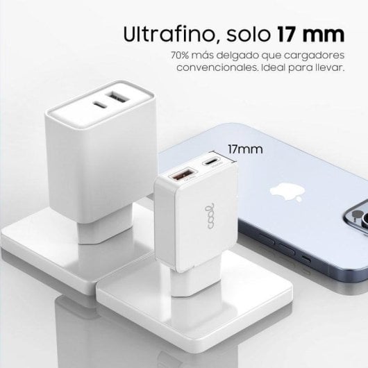 Cargador Red Cool Ultra Fast PD Tipo-C + USB GaN 65W Blanco