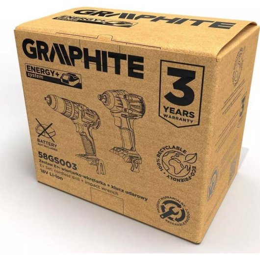 Set de ferramentas elétricas Graphite 2 peças 18V sem escovas