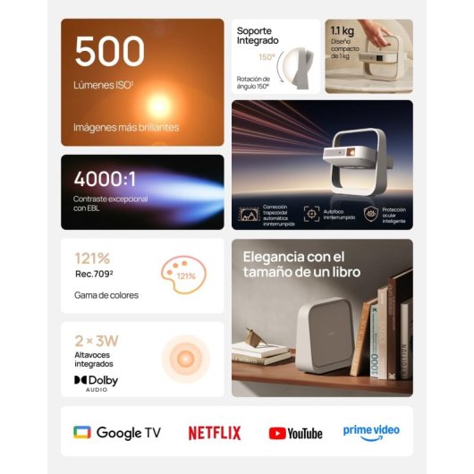 Projecteur XGIMI Elfin Flip Plus Full HD 500 Lúmenes 200" LED DLP Google TV Portable