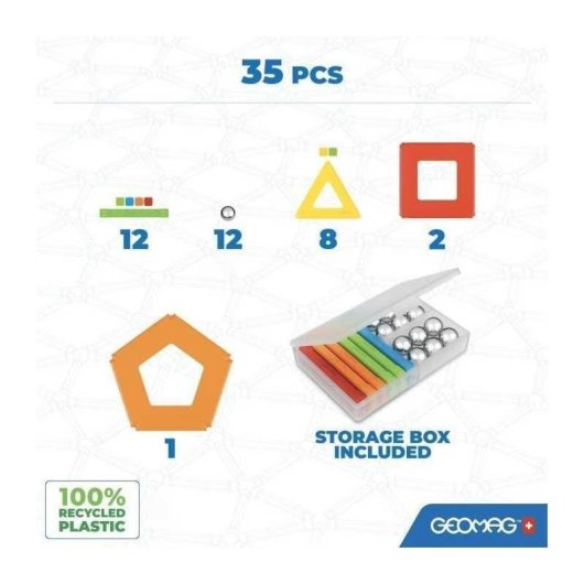 Geomag SuperColor Panels Recycled Juego Construcción Magnético 35 piezas