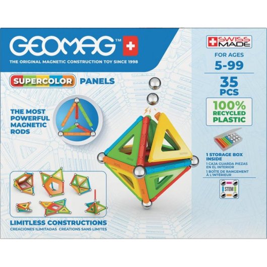 Geomag SuperColor Panels Recycled Juego Construcción Magnético 35 piezas