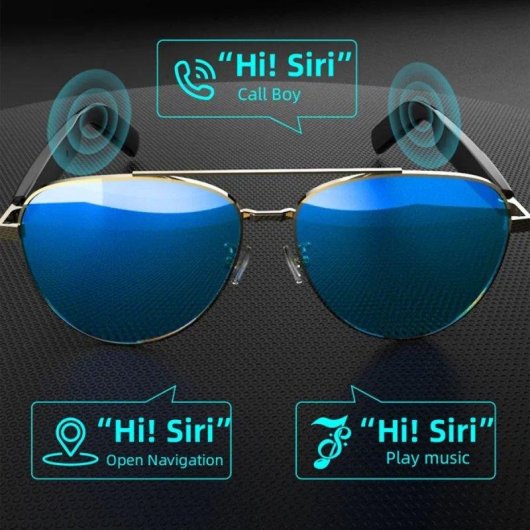 Klack Aviator Gafas Inteligentes Bluetooth Altavoces Micrófono Protección UV400 Negras
