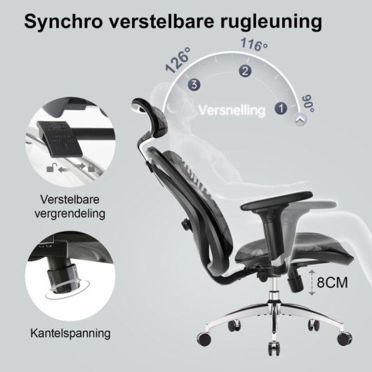 Bürostuhl Sihoo M57 mit 3D-Armlehnen und verstellbarer Lendenwirbelstütze