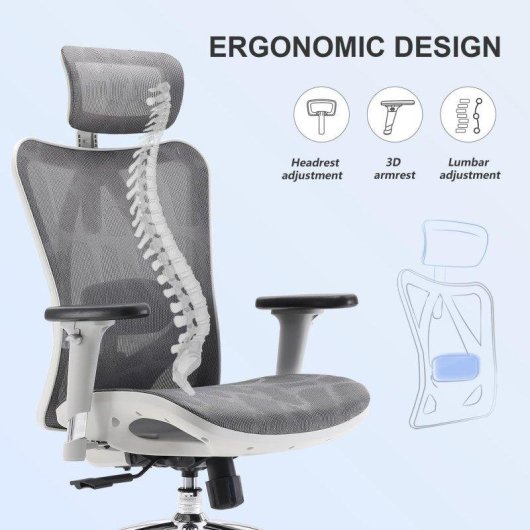 Sedia da Ufficio Ergonomica Sihoo M57 con Braccioli 3D e Supporto Lombare Regolabile