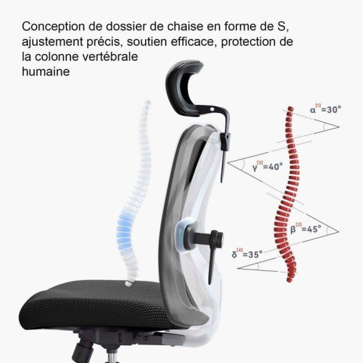 Silla de Oficina Ergonómica Sihoo M18 Soporte Lumbar Ajustable Malla Transpirable Negro