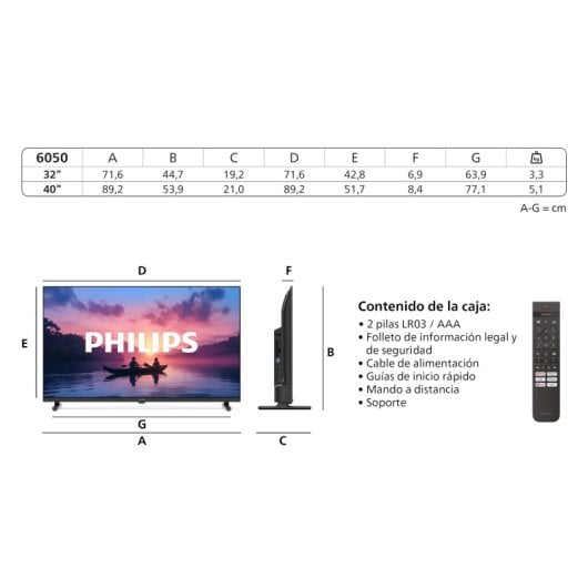TV Philips 40PFS6050 Full HD LED 100cm 40" Smart TV Dolby Audio Titan OS