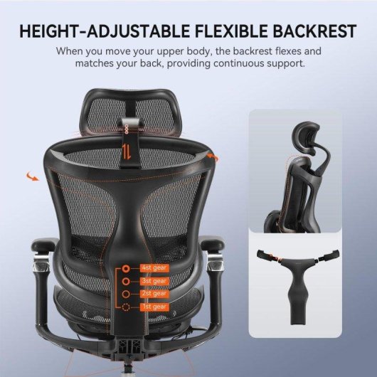 Bürostuhl Ergonomisch Sihoo Doro C300 Pro mit 6D-Armlehnen und Dynamischem Lendenwirbelsäulenstütze