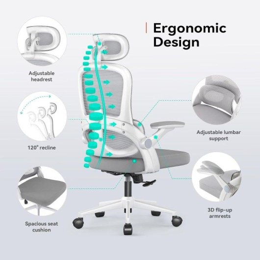 Sedia da Ufficio Ergonomica Sihoo M102c - Altezza Regolabile, Supporto Lombare e Braccioli