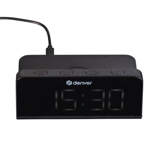 Relógio Despertador Digital Denver ECQ-103MK2 Preto LED 1.6" Carga Sem Fios