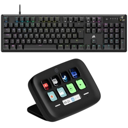 Bundle Corsair K70 CORE Teclado Mecánico Gaming RGB Switch MLX Red Negro + Elgato Stream Deck Neo