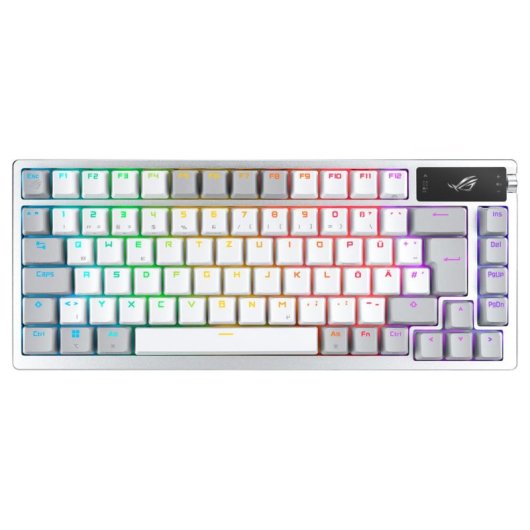 Clavier ASUS ROG Azoth 75% blanc RGB OLED sans fil et filaire
