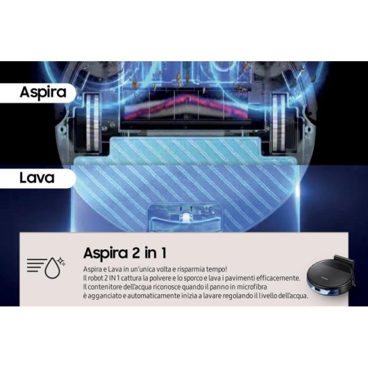 Robot Aspirador Samsung VR05R5050WK Negro con Fregado Navegación Giroscopio 320 Pa