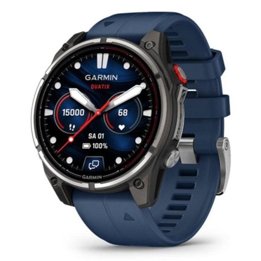 Garmin quatix 8 Pro GPS Bluetooth Wifi 1.4" Negro Azul Correa Única Resistente Agua 10ATM SpO2 Pulsómetro