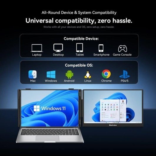 Monitor Blackview Dcm5 14" FullHD 60Hz IPS Dual USB-C Reverse Charging 100W