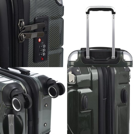 Maleta De Cabina Trolley Extensible En Material Ligero De Abs+pc De Alta Resistencia Con Esquinas Reforzadas. Cerradura Numérica Tsa, 4 Ruedas Dobles Extraíbles Y Giratorias 360°.