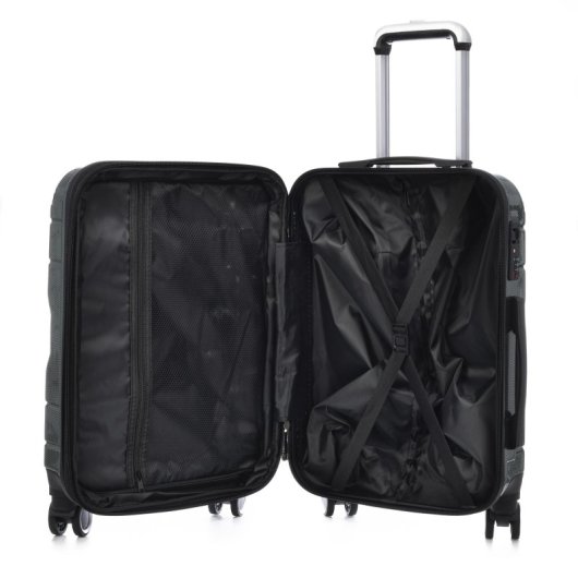 Maleta De Cabina Trolley Extensible En Material Ligero De Abs+pc De Alta Resistencia Con Esquinas Reforzadas. Cerradura Numérica Tsa, 4 Ruedas Dobles Extraíbles Y Giratorias 360°.