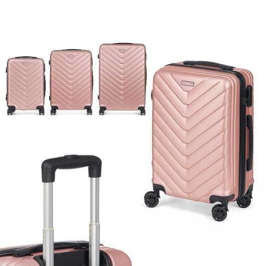Set De 3 Maletas Trolley De Abs, Ligeras Y Resistentes. Diseño Escamas.
