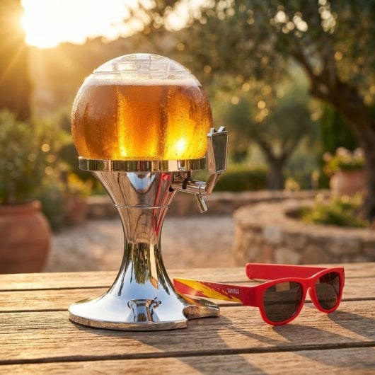 Pack Dispensador De Cerveza/bebidas Refrigerante Innovagoods Ball Y 2 Gafas De Sol Enrollables Sunfold Spain Red