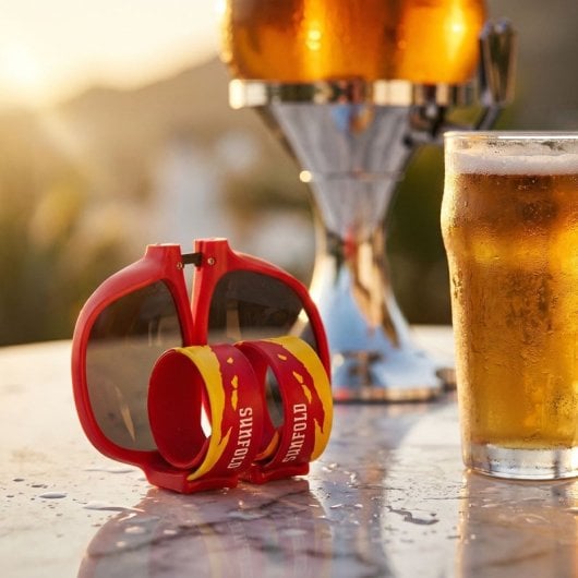 Pack Dispensador De Cerveza/bebidas Refrigerante Innovagoods Ball Y 2 Gafas De Sol Enrollables Sunfold Spain Red