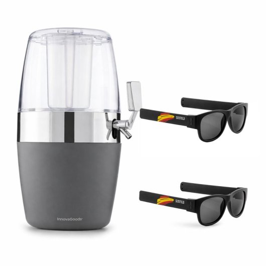 Pack Dispensador De Cerveza/bebidas Refrigerante Innovagoods Ball Y 2 Gafas De Sol Enrollables Sunfold Spain Black