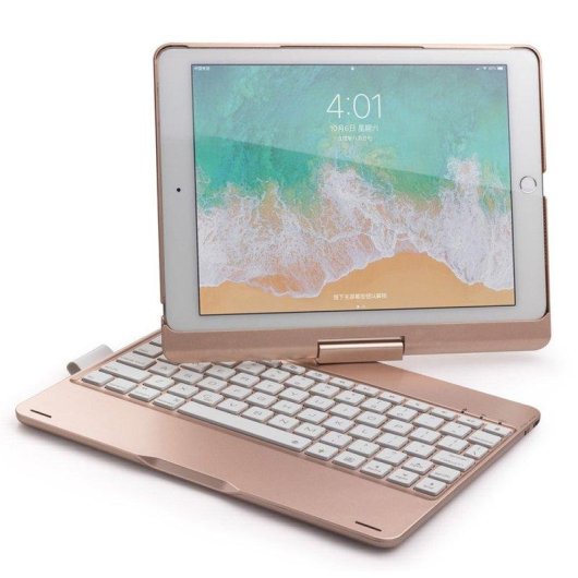 Funda con Teclado Bluetooth Royal Bailey F102as para iPad 10.2/Air 10.5/Pro 10.5 Rosa