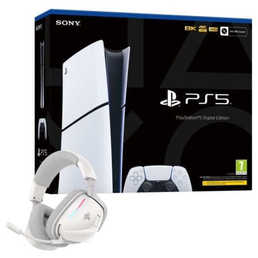 Sony PlayStation 5 Slim Digital Chasis E + Corsair Void V2 Auriculares Inalámbricos Blancos