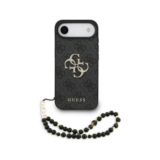 Funda para móvil Guess carcasa de polipiel negra con correa de perlas para iPhone Air