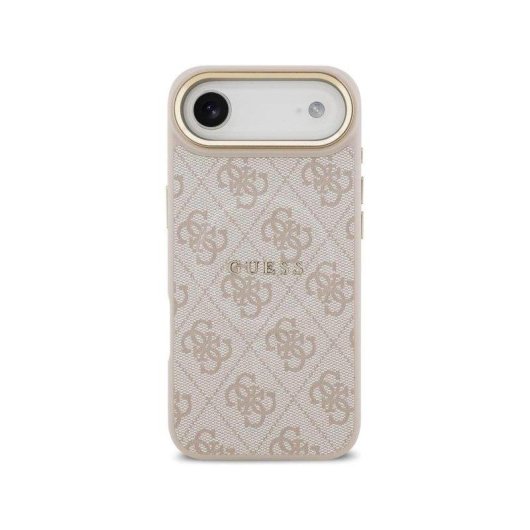 Custodia Guess in ecopelle rosa con MagSafe e logo classico per iPhone Air