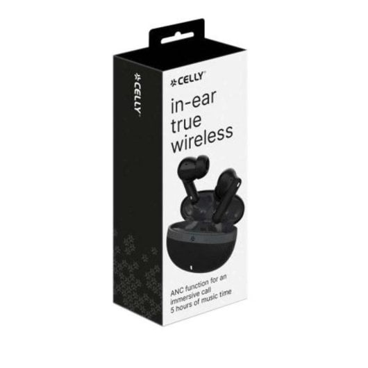 Auriculares Celly Bluetooth sem fios com Cancelamento de Ruído, Microfone e Assistente de Voz Preto