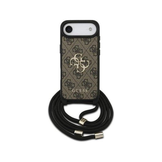 Funda para móvil Guess Air PU marron Logo 4G correa con cordón para iPhone