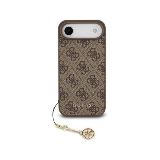 Funda para móvil Guess Carcasa protectora premium marrón logo 4G charm dorado para iPhone