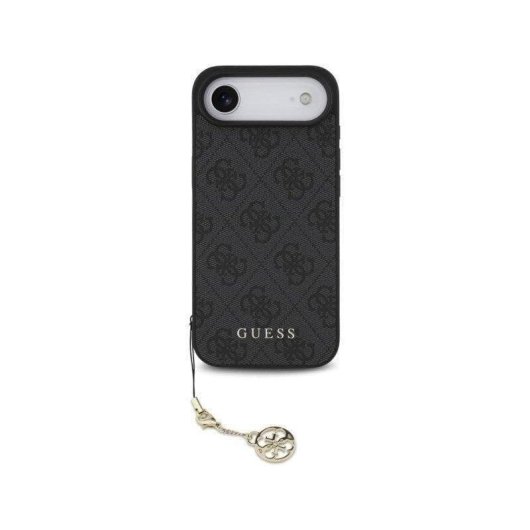 Funda para móvil Guess rígida negra logo 4G y charm dorado para iPhone Air
