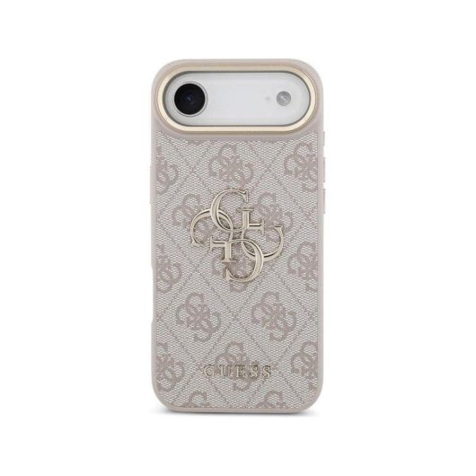 Capa Guess Air rosa com grande logo dourado para iPhone Air elegante