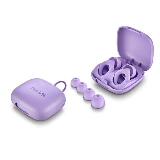 Tapones auditivos NGS NOON Purple reutilizables con atenuación 23 dB y estuche compacto