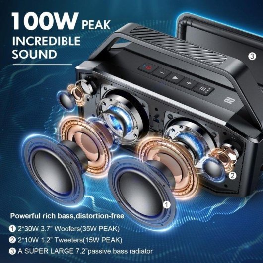 Altavoces W-King Bluetooth Portátil 60W RMS IPX6 con Graves Profundos y Llamadas Manos Libres