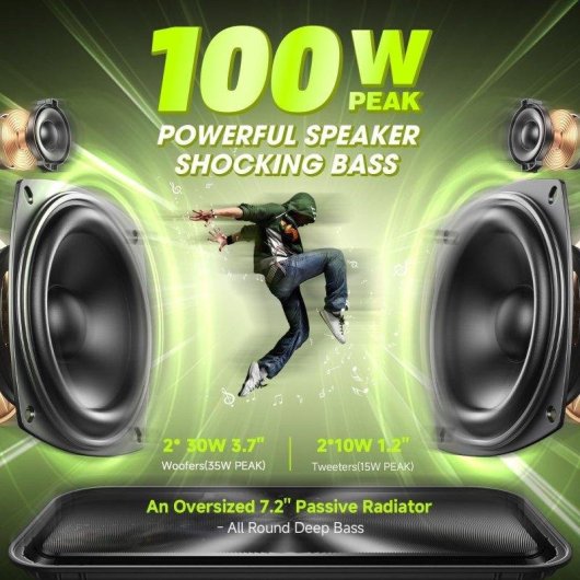 Altavoces W-King Portátil Bluetooth 60W Resistente Agua y Batería 40h