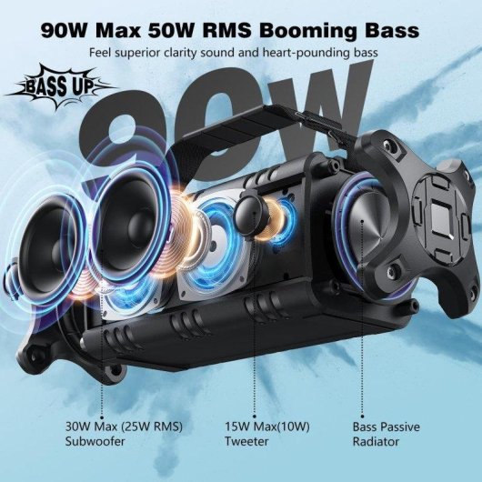 Altavoces W-King Bluetooth Portátiles 90W con batería y resistencia IPX6