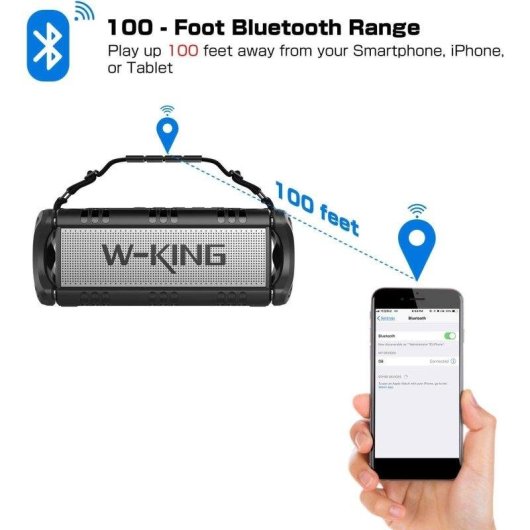 Altavoces W-King Bluetooth Portátiles 90W con batería y resistencia IPX6