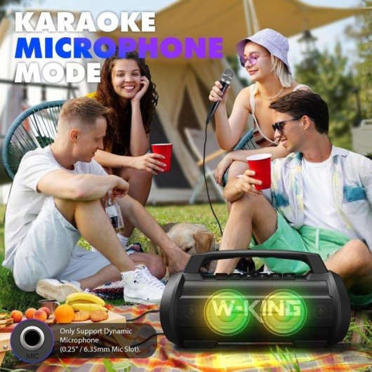Altavoces W-King Bluetooth Portátil 120W IPX6 con luces y micrófono