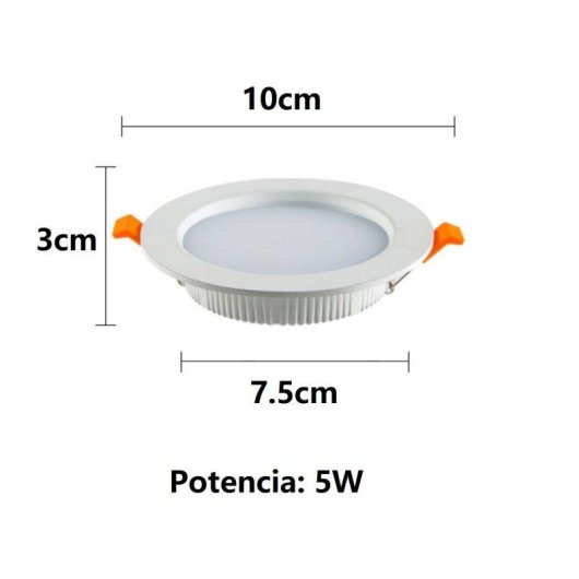 Lámpara Techo Led Autrucker 5w Empotrable 75-80mm Paquete 8 Unidades