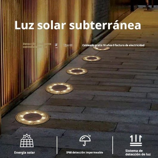 Lámpara Solar de Suelo Autrucker 8 LED Luz Cálida IP68 Paquete 4