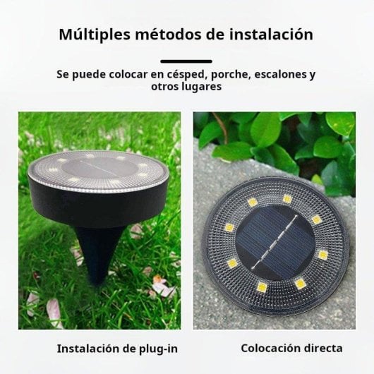 Lámpara Solar de Suelo Autrucker 8 LED Luz Cálida IP68 Paquete 4