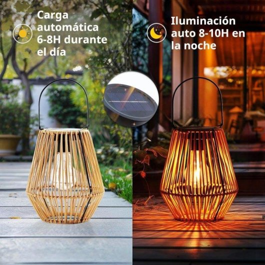 Lámpara de Ratán Autrucker Impermeable Solar para Exteriores