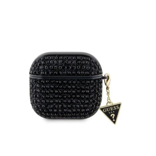 Funda Guess para AirPods 4 Negra con Piedras Brillantes y Charm